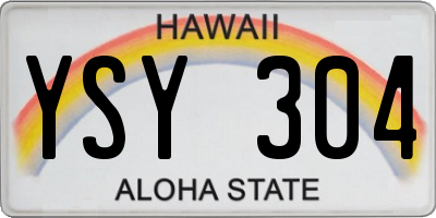 HI license plate YSY304
