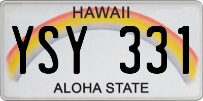 HI license plate YSY331