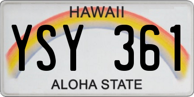 HI license plate YSY361