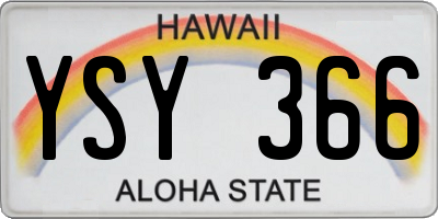 HI license plate YSY366
