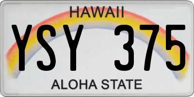 HI license plate YSY375