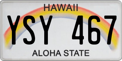 HI license plate YSY467