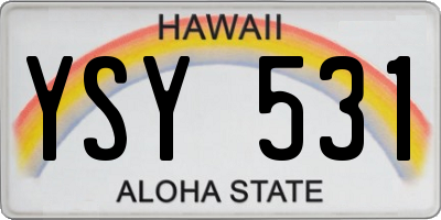 HI license plate YSY531