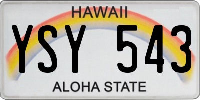 HI license plate YSY543