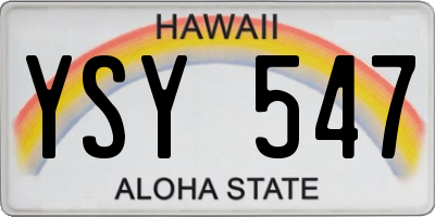 HI license plate YSY547