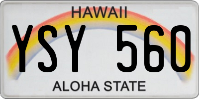 HI license plate YSY560