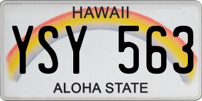 HI license plate YSY563