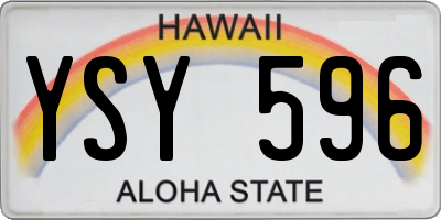 HI license plate YSY596