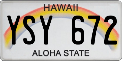 HI license plate YSY672