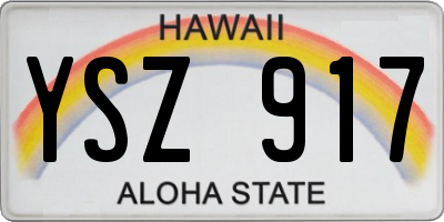 HI license plate YSZ917