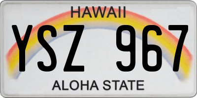 HI license plate YSZ967