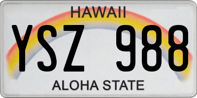 HI license plate YSZ988