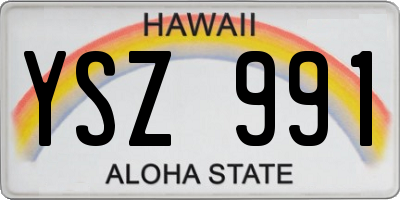 HI license plate YSZ991