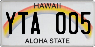 HI license plate YTA005