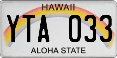 HI license plate YTA033