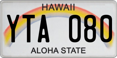 HI license plate YTA080