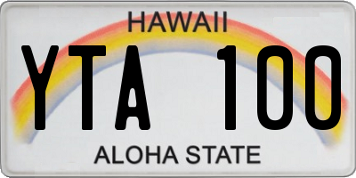 HI license plate YTA100