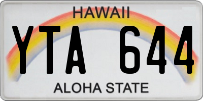 HI license plate YTA644