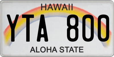 HI license plate YTA800