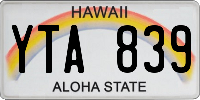 HI license plate YTA839