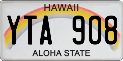 HI license plate YTA908