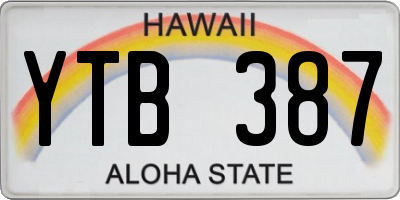 HI license plate YTB387