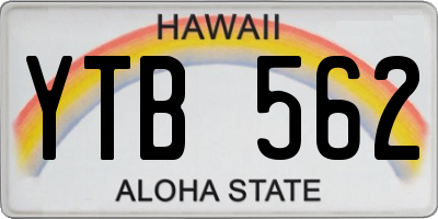 HI license plate YTB562