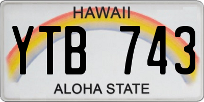 HI license plate YTB743