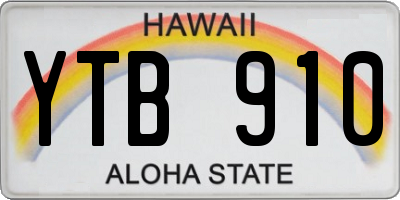 HI license plate YTB910