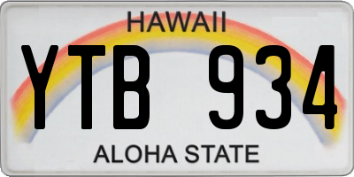 HI license plate YTB934