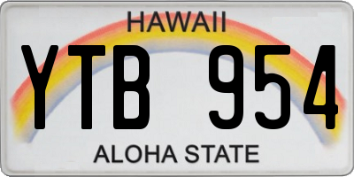 HI license plate YTB954