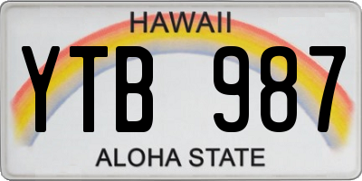 HI license plate YTB987