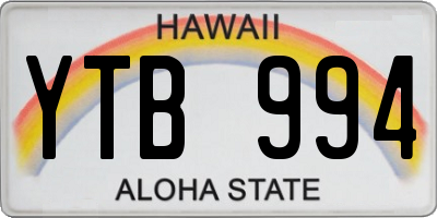 HI license plate YTB994