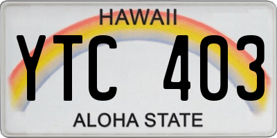 HI license plate YTC403