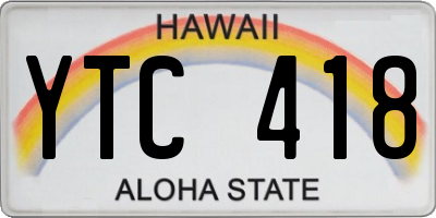 HI license plate YTC418
