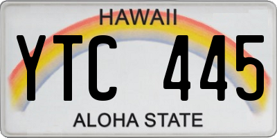HI license plate YTC445