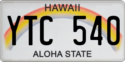 HI license plate YTC540
