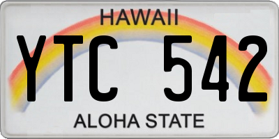 HI license plate YTC542