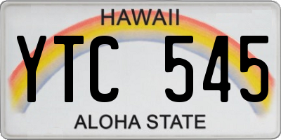 HI license plate YTC545