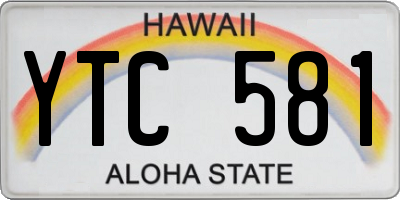 HI license plate YTC581