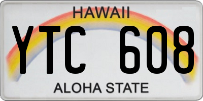 HI license plate YTC608