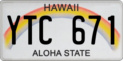HI license plate YTC671