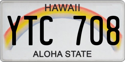 HI license plate YTC708