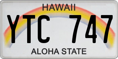 HI license plate YTC747
