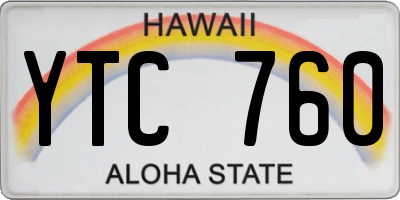 HI license plate YTC760