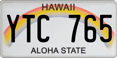 HI license plate YTC765