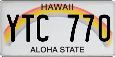 HI license plate YTC770