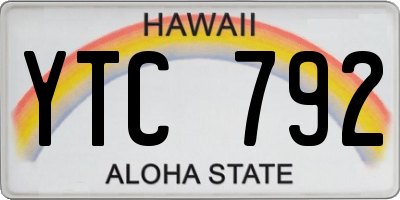 HI license plate YTC792