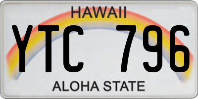 HI license plate YTC796
