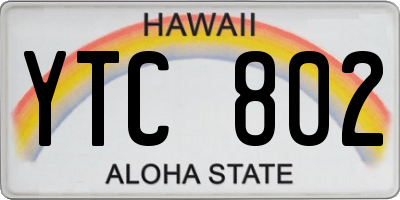 HI license plate YTC802